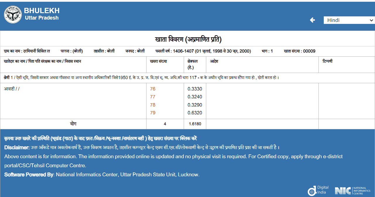 khatuani-nakal-for-baraily-disctrict-is downloaded